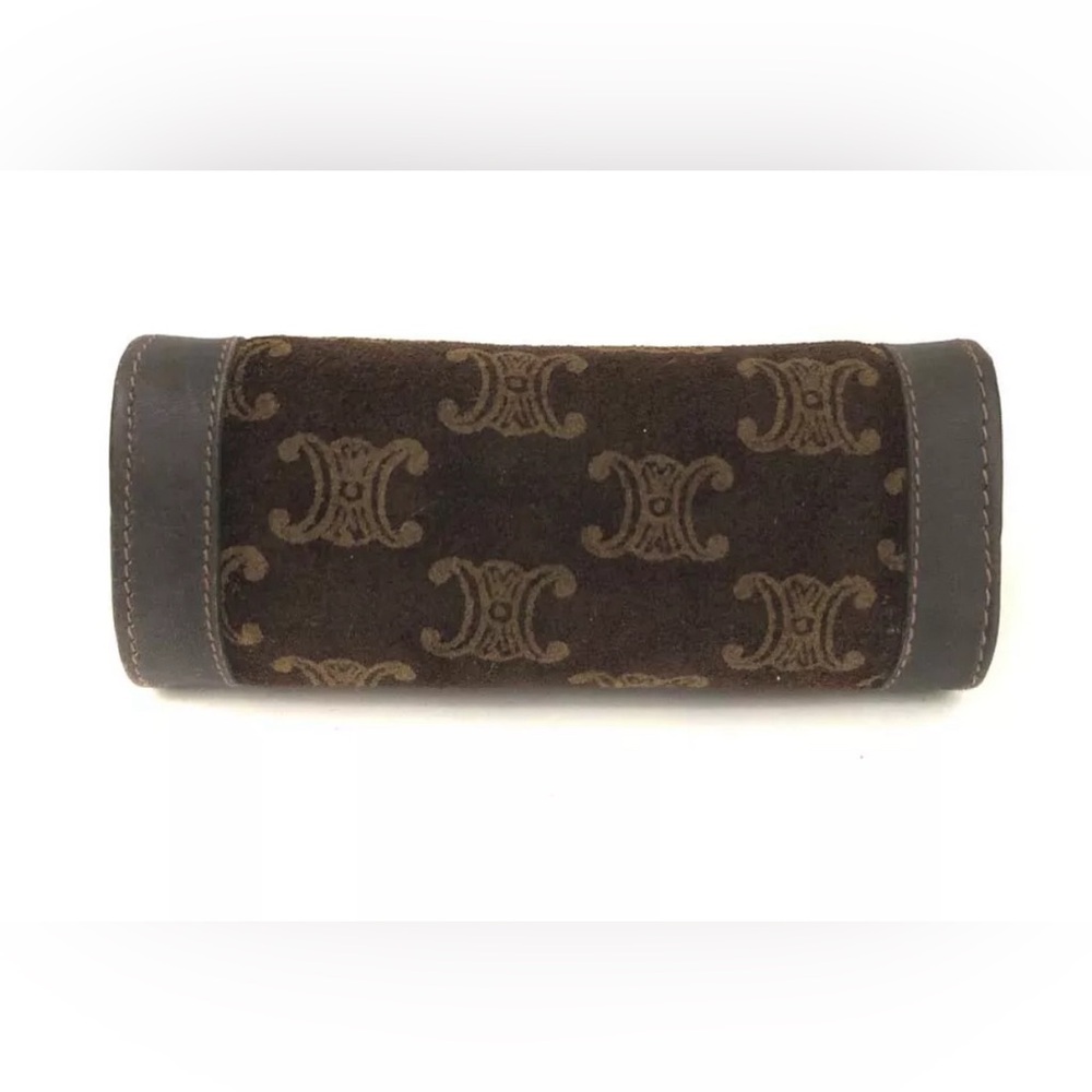 CELINE Macadam Suede Leather Coin Purse Wallet Vintage Triomphe Carriage - Picture 7 of 14